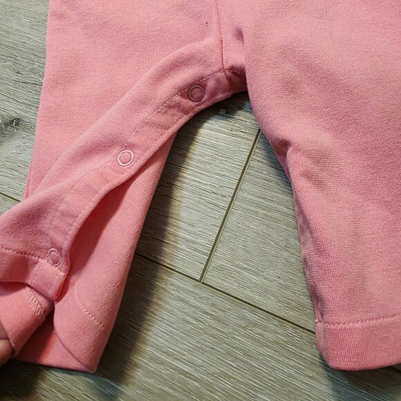 Vtg Pink Long Sleeve Carter's Baby Floral Striped Romper Sz 12 Months - Picture 4 of 5